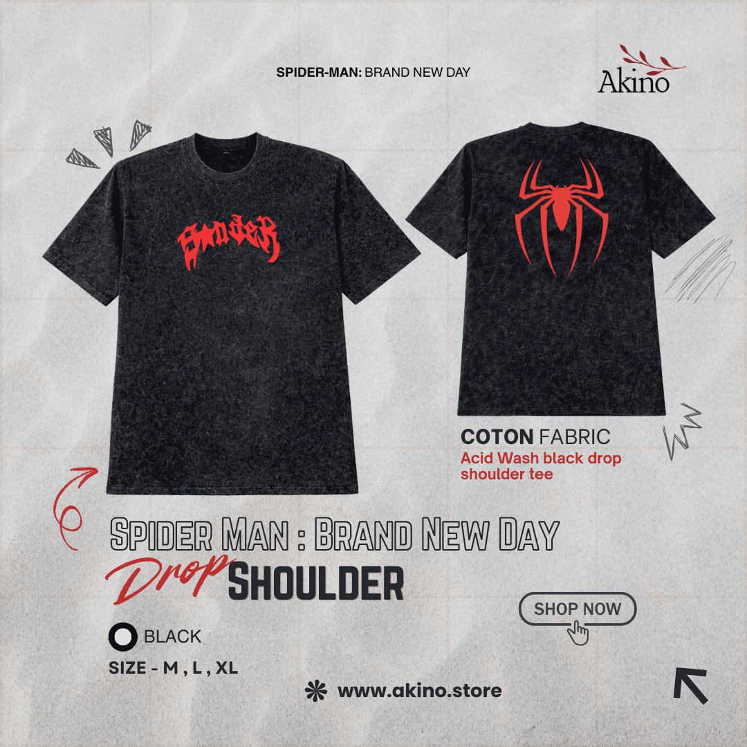 AKINO-DROP SHOULDER Acid Wash Spiderman - View 1 - Premium Panjabi by Akino