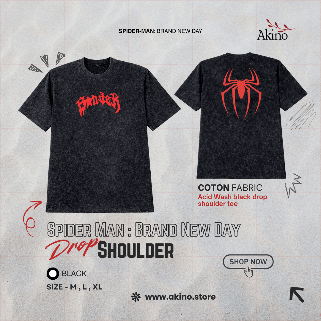 AKINO-DROP SHOULDER Acid Wash Spiderman - Drop Shoulder by Akino